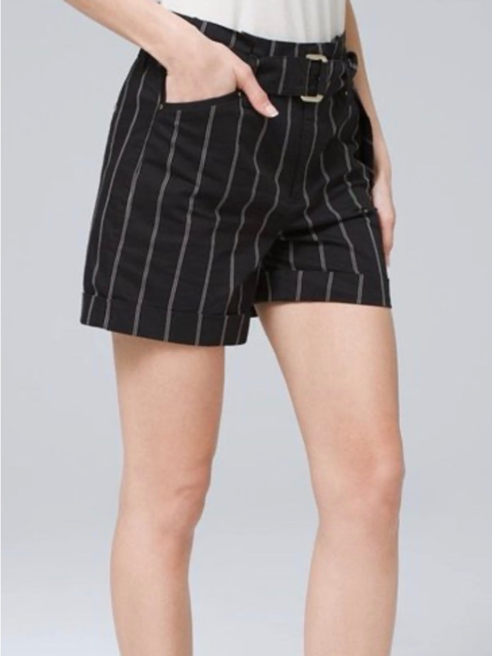 White House Black Market 5" High Rise Washed
Pinstripe Shorts size 8